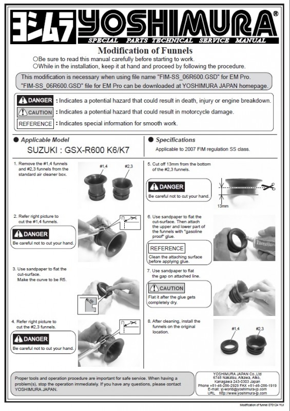 Yoshimura Ansaugtrichter K6
