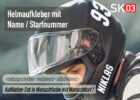 Helm Dekor Aufkleber mit Namen und Startnummer Motorrad Helmaufkleber in 25 Farben