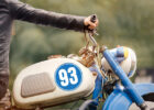 Retro Motorrad Startnummer mit Hintergrundfolie rund oval eckig